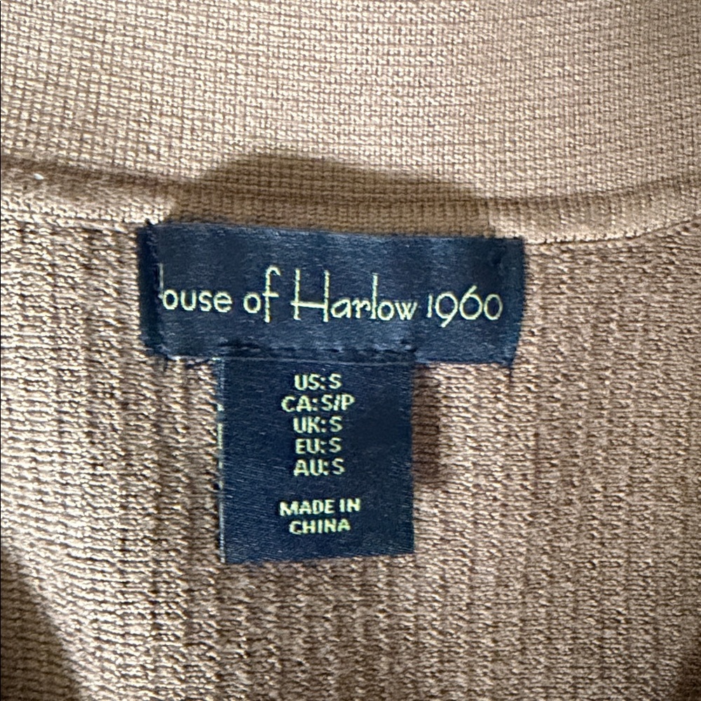 House of Harlow 1960 Brown Rib Knit Sleeveless Collared Crop Sweater Top Small - Picture 3 of 4